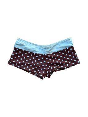 Y2K Micro Swim Shorts Blue Brown Polka Dot S